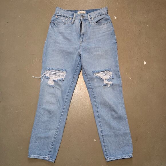 Madewell High Rise The Momjean in Gilford Wash Ripped Edition Women's Size 26‎ - Picture 3 of 8